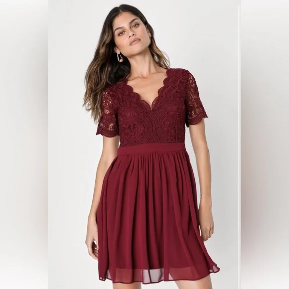 open lace back dress Short Maroon Backless Prom Dresses, Short Maroon Graduation, Homecomin –  Shiny Party main image 1